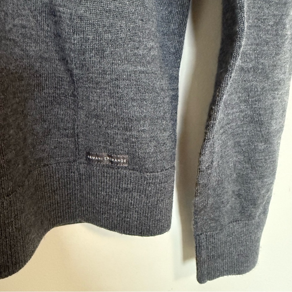Armani Exchange Shawl Collar Merino Wool Sweater Gray XS - Picture 3 of 9